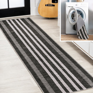 Vichy Geometric Striped Machine-washable Area Rug